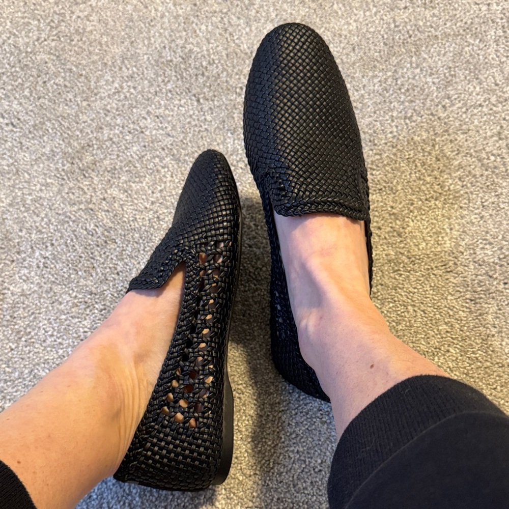 Birdies Black Woven Women's Loafers
